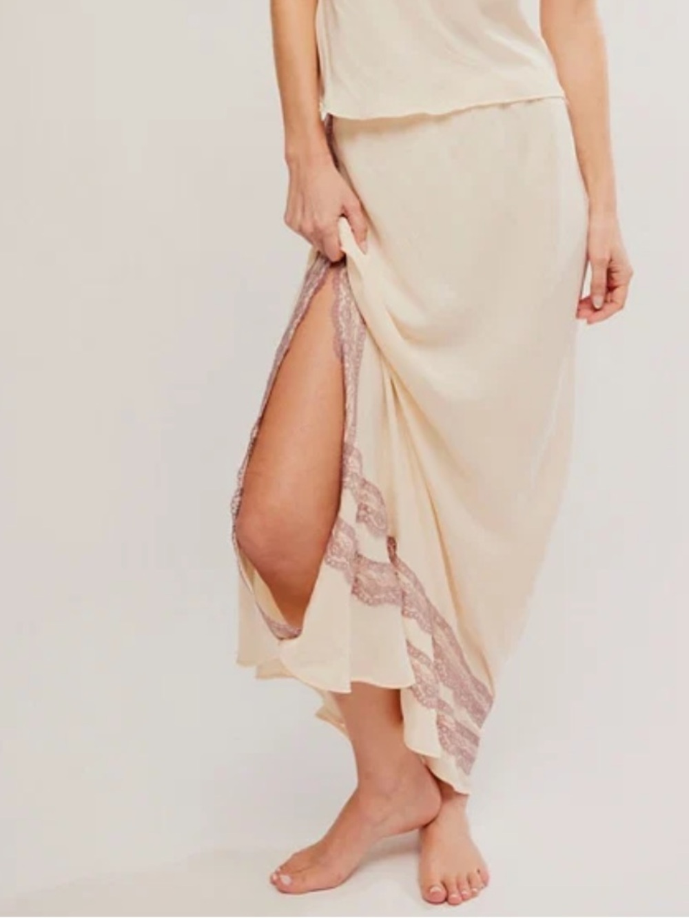 🆕 FP Intimately Lace Maxi Skirt Set Lingerie Slip Camisole WISH YOU WERE HERE XL - Picture 4 of 13